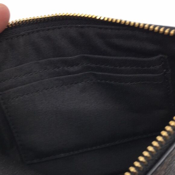 Coach F58035 Brown & Black Signature Coated Canvas Jacquard & Leather Wristlet - Picture 10 of 16